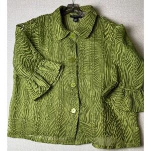 Citiknits Shirt Womens Green 3/4" Bell Sleeve Sz 1X A73331 Classic Party Holiday